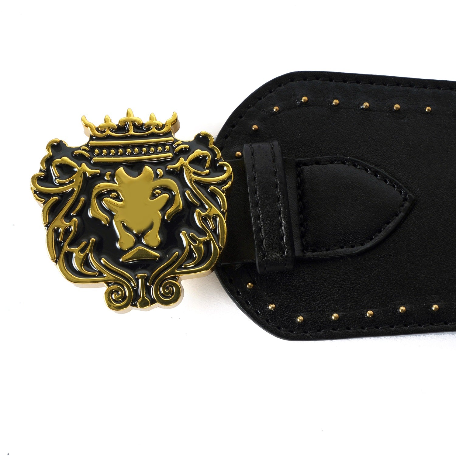Brand Logo Corset Buckle Belt in Black Genuine Leather