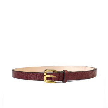 Women's Premium Textured Wine Leather Belt with Gold-Tone Buckle