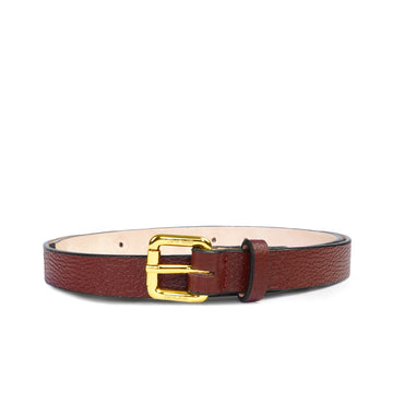Women's Premium Textured Wine Leather Belt with Gold-Tone Buckle