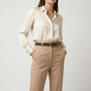 Vintage Olive Green Leather Golden Buckle Belt