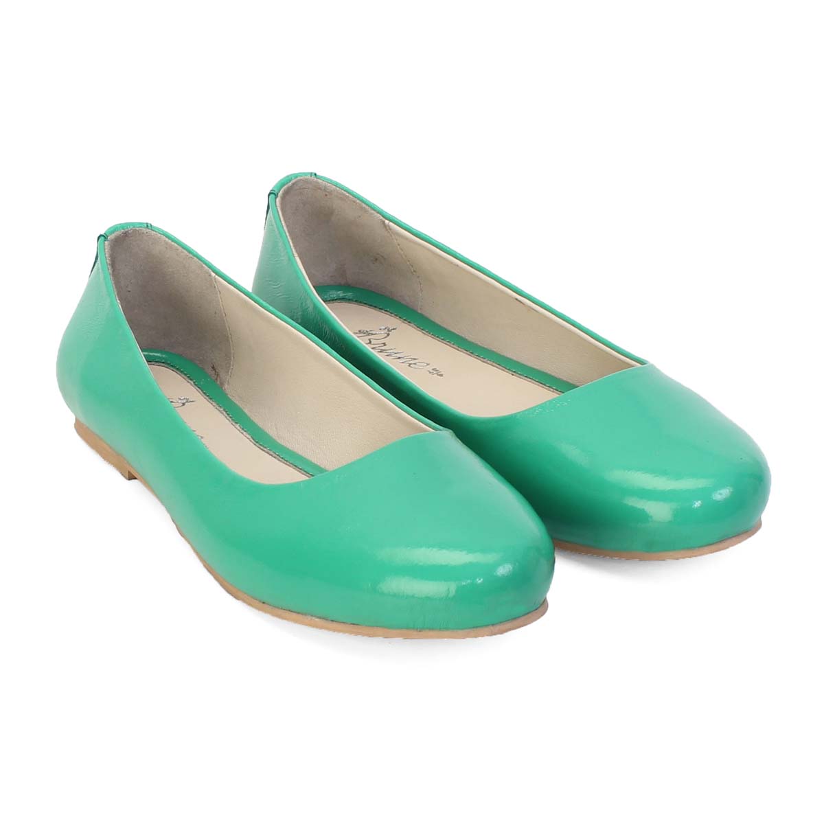 Brune & Bareskin 100% Leather Women Casual Shoes Green Ballerina