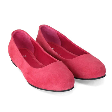 Round Toe Flat Rose Pink Suede Leather Ballerinas