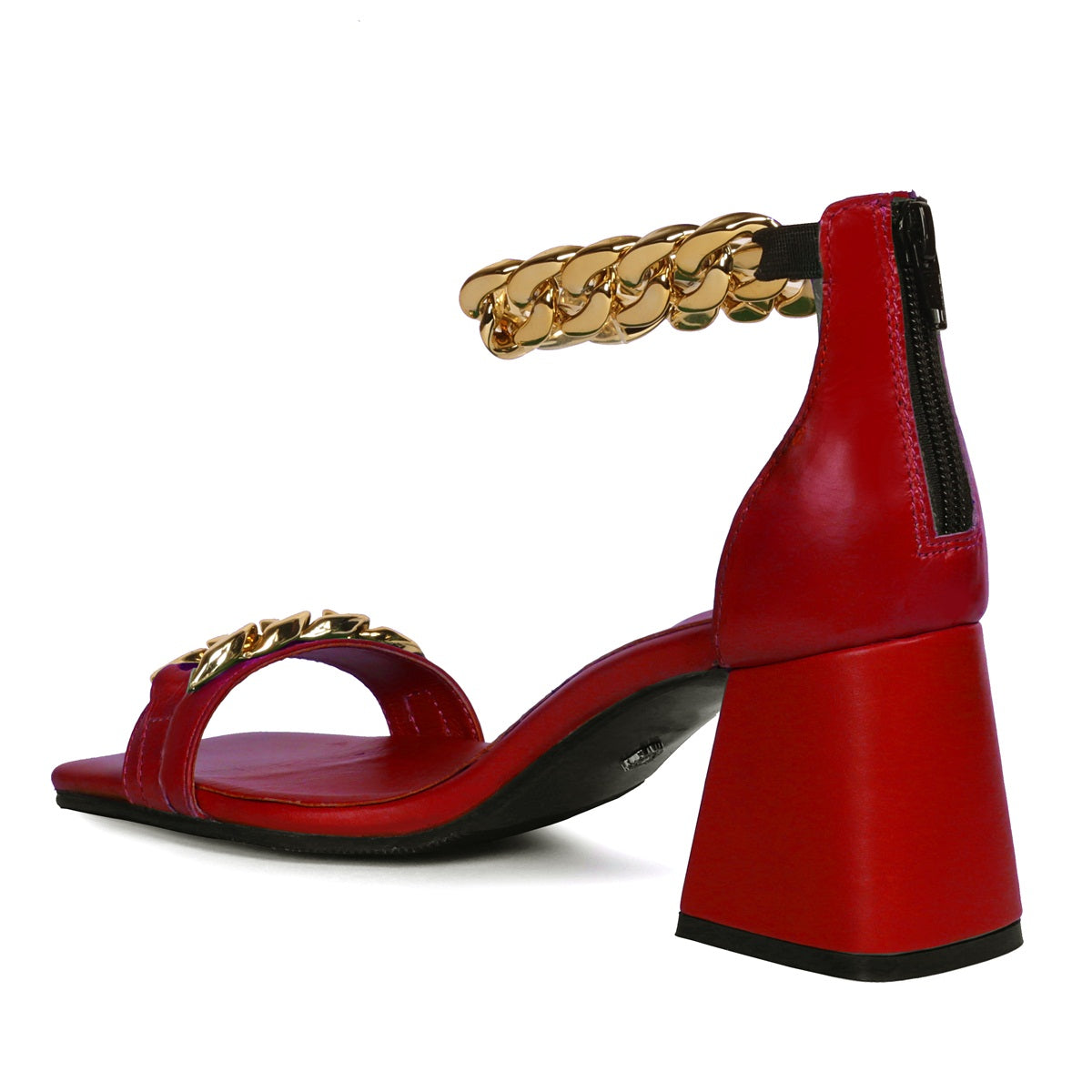 Buy TRUFFLE COLLECTION Red Womens Zip Closure Slim Block Heeled Sandals |  Shoppers Stop