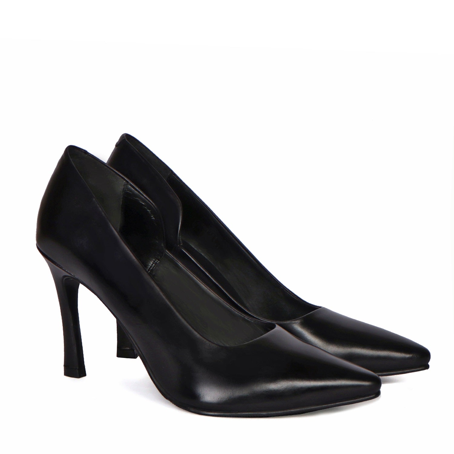 Pointed Toe Ladies formal Luxurious Black Sleek Stiletto Pencil Heel B