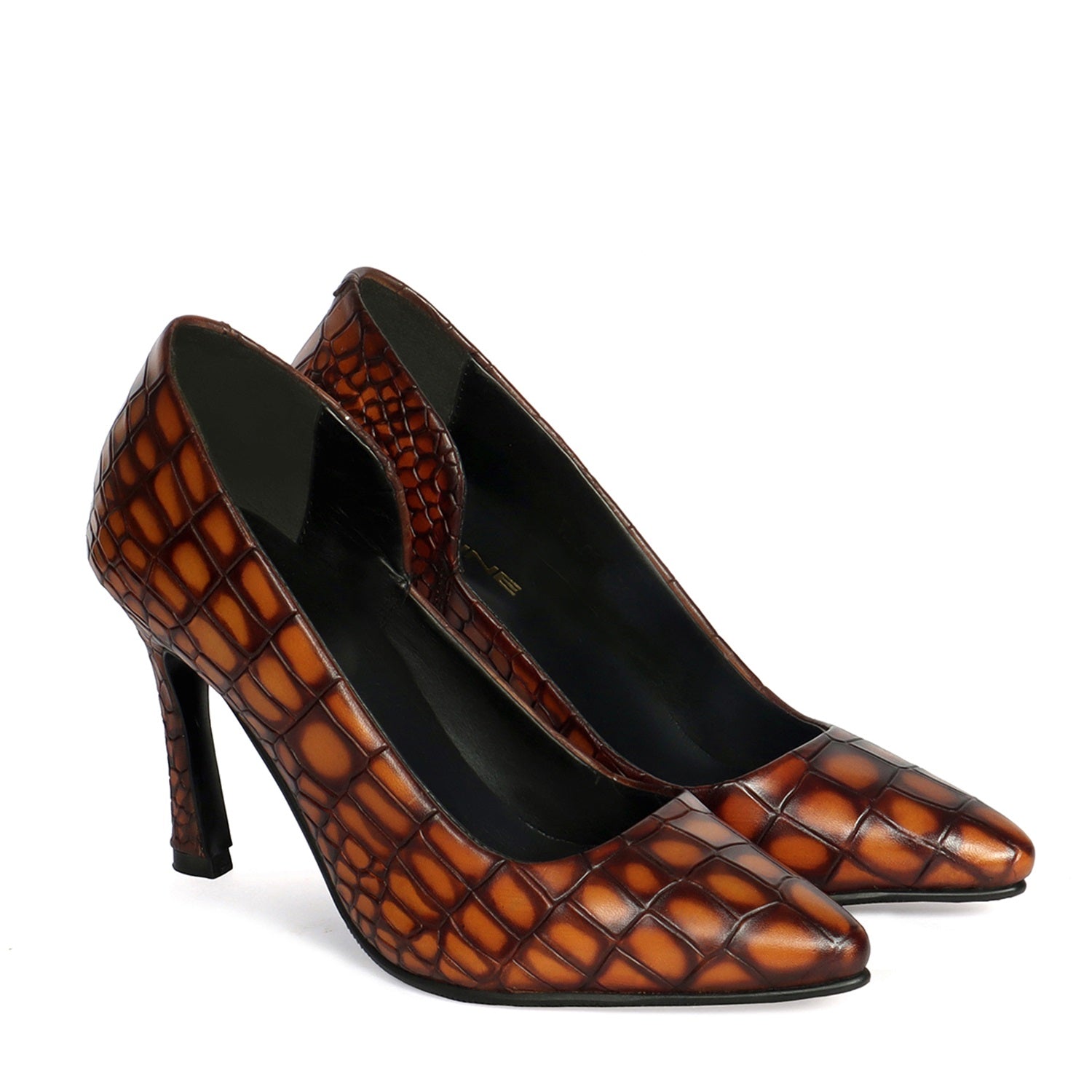 Smokey Tan Pointed Toe Luxurious Sleek Stiletto Ladies Pencil Heel By Brune & Bareskin
