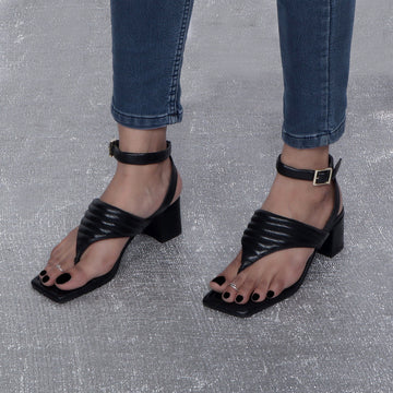 Flip-Flop Slide Sandal in Black Leather