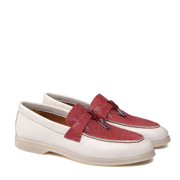 Women Yacht Slip-On Shoes in Stingray Red Leather