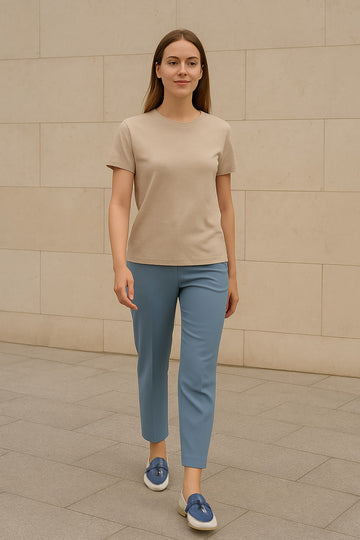 Women Yacht Slip-On Shoes in Stingray Blue Leather