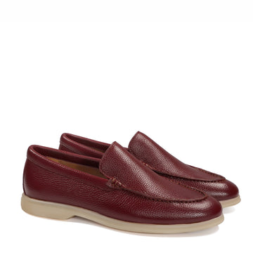 Women Yacht Slip-On Shoes in Textured Wine Leather