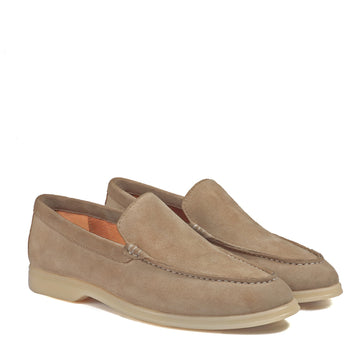 Women Yacht Slip-On Shoes in Beige Suede Leather