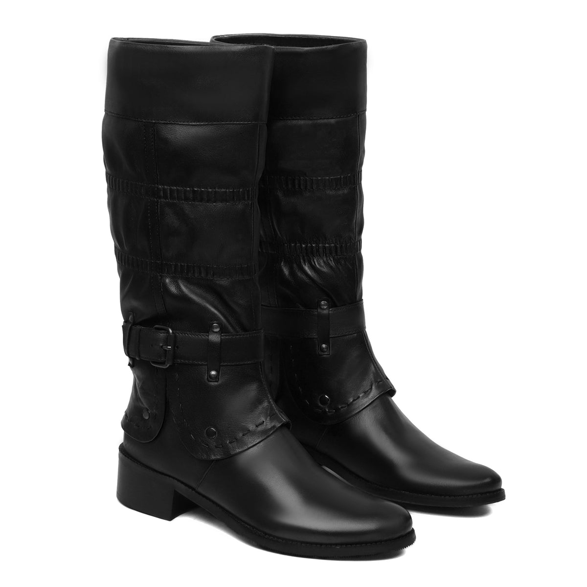 Black Forever Comfort Adjustable Buckle Straps ankle foldable ladies Boots