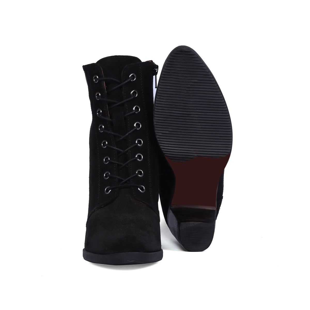 No Doubt Blair Suede Heeled Ankle Boots in Black | iCLOTHING - iCLOTHING