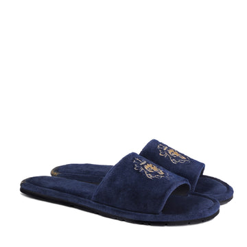 Lioness Blue Two Tone Full Italian Velvet Women Slippers By Brune & Bareskin