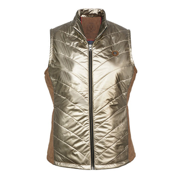 Beige Suede Vest with Metallic Finish