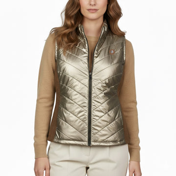 Beige Suede Vest with Metallic Finish