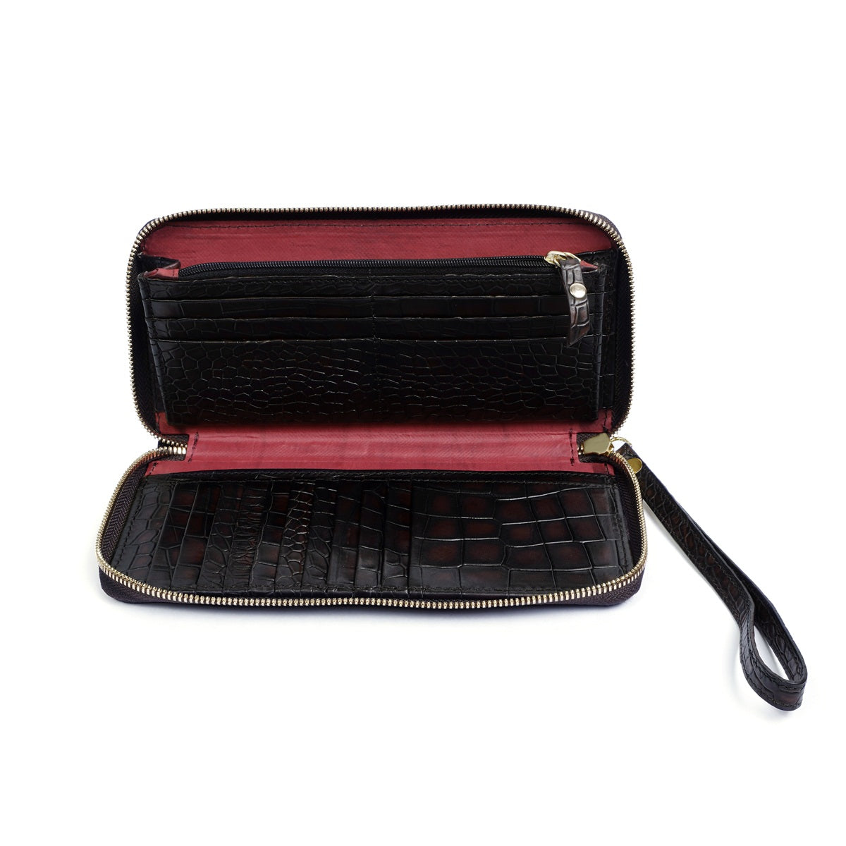 Brown Leather Mini elegant flat clutch purse | Valextra My Logo