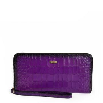Multi-Utility Purple Clutch/Wallet in Deep Cut Croco
