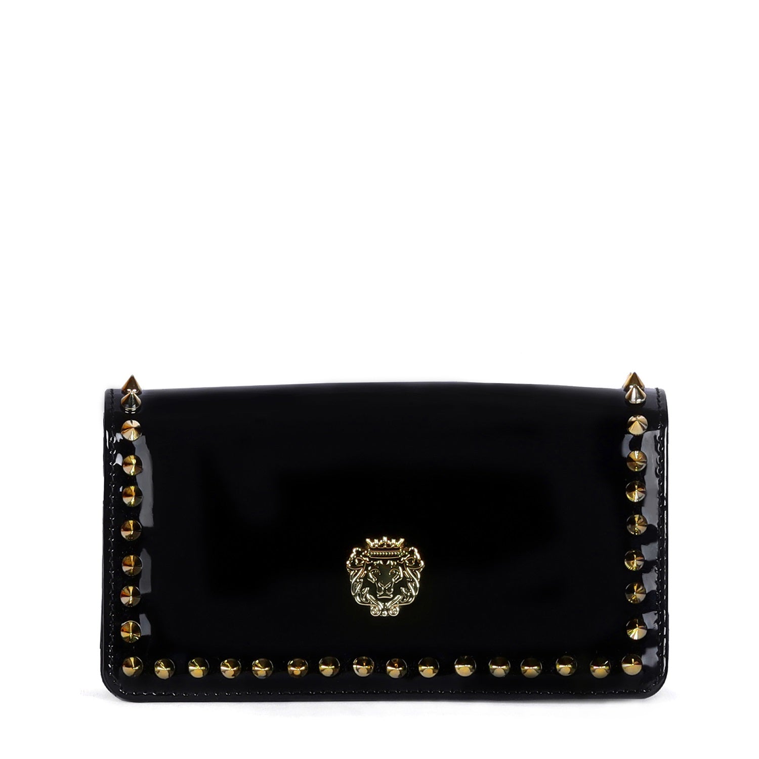 Studded Ladies Clutch/Wallet in Black Patent Leather