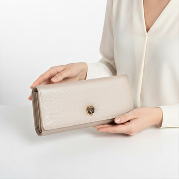 Luxe Dove Textured Leather Ladies Clutch/Wallet