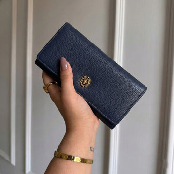 Luxe Blue Textured Leather Ladies Clutch/Wallet