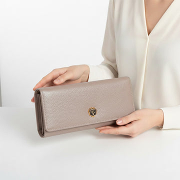 Luxe Oakwood Textured Leather Ladies Clutch/Wallet