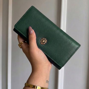 Luxe Green Textured Leather Ladies Clutch/Wallet
