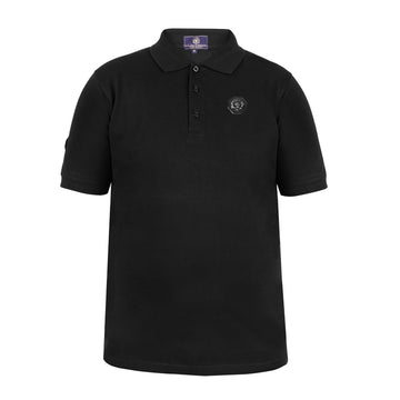 Premium Black Polo T-Shirt with Silver Lion Logo
