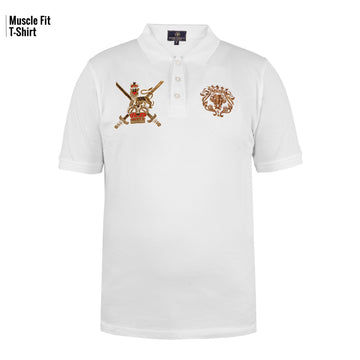 White T-Shirt with Zardosi Royal Crest & 3D Lion Logo