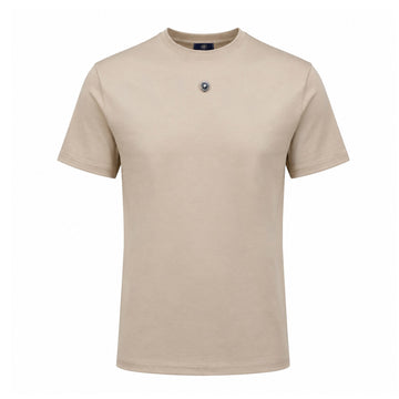 Premium Beige Round Neck T-Shirt with 3D Lion Logo