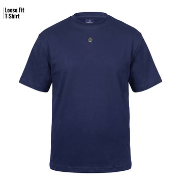 Premium Blue Loose Fit Round Neck T-Shirt with 3D Lion Logo