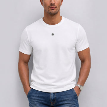 Bareskin White Muscle Fit Round Neck T Shirt