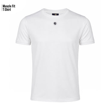 Bareskin White Muscle Fit Round Neck T Shirt