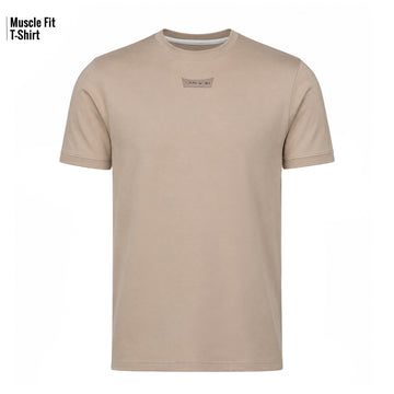 Bareskin Beige Muscle Fit Round Neck T Shirt