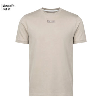 Bareskin Beige Muscle Fit Round Neck T Shirt
