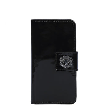 Flip-Case Mobile Cover in Black Patent Leather