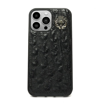 Apple iPhone Series Black Mobile Cover in Real Ostrich Leather