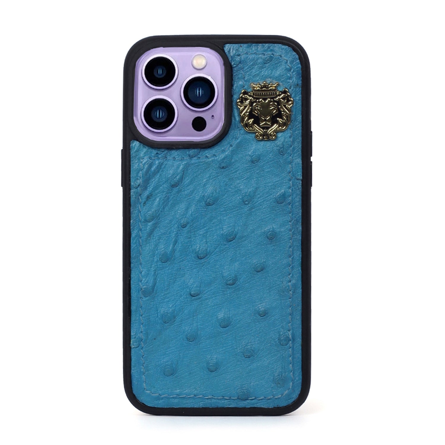 Apple iPhone Series Sky Blue Mobile Cover in Real Ostrich Leather