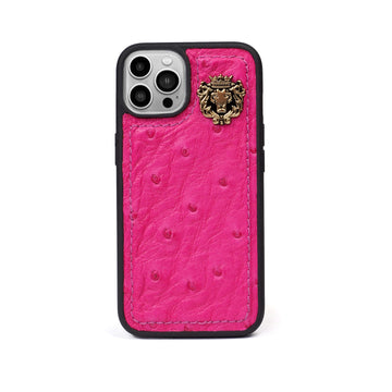 Apple iPhone Series Pink Mobile Cover in Real Ostrich Leather