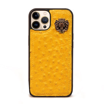 Apple iPhone Series Yellow Mobile Cover Real Ostrich Leather