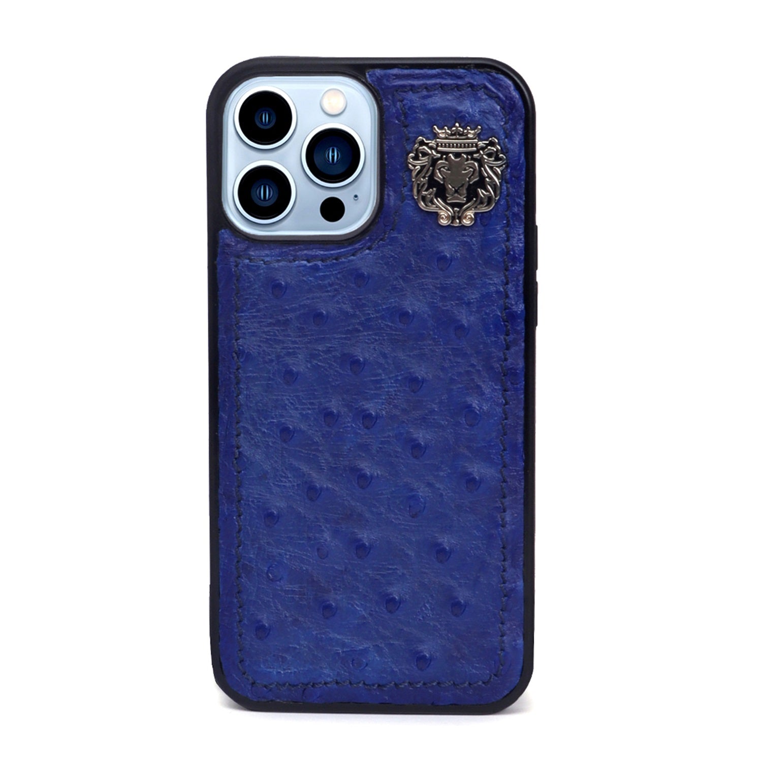 Apple iPhone Series Blue Mobile Cover in Real Ostrich Leather