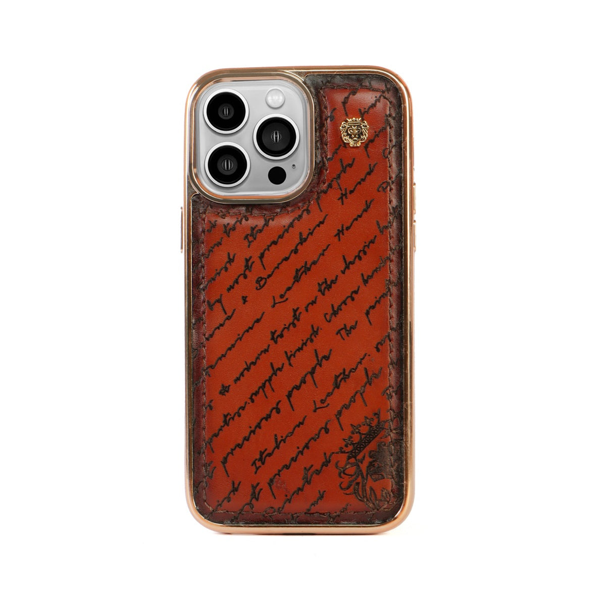 Apple iPhone Series Mobile Cover with Tan Leather Laser Engraving Design