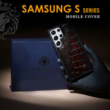 Samsung S Series Mobile Cover with Center stitched Silhouette Deep Cut & Textured Leather