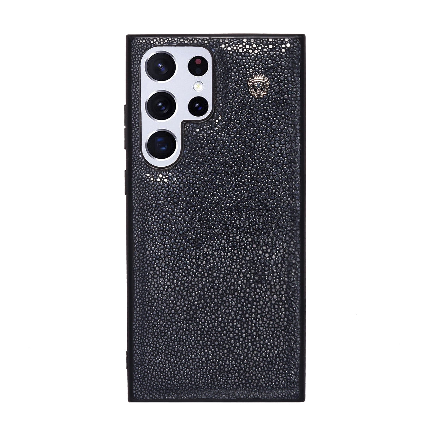 Exotic Samsung S Series Mobile Cover in Stingray Fish Leather With Mini Lion Silver Logo