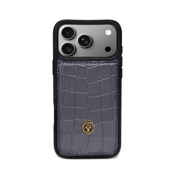 Luxury Grey Croco Textured Leather iPhone 17 Pro & 17 Pro Max Mobile Cover