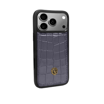 Luxury Grey Croco Textured Leather iPhone 17 Pro & 17 Pro Max Mobile Cover