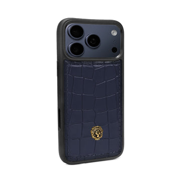 Luxury Navy Blue Croco Textured Leather iPhone 17 Pro & 17 Pro Max Mobile Cover