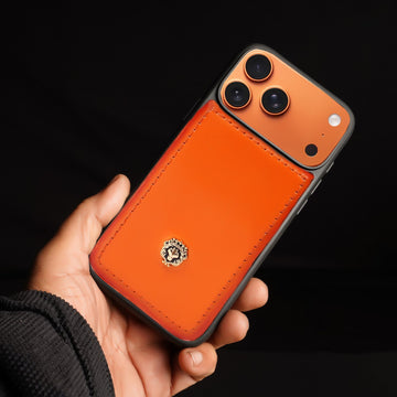 Orange Full Grain Leather iPhone 17 Pro & 17 Pro Max Mobile Cover