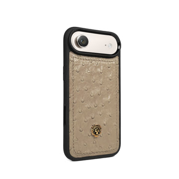 Real Ostrich iPhone Air Beige Leather Cover