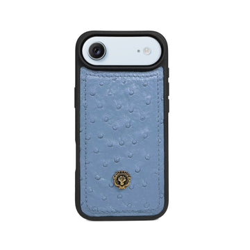Real Ostrich iPhone Air Sky Blue Leather Cover