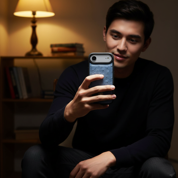 Real Ostrich iPhone Air Sky Blue Leather Cover